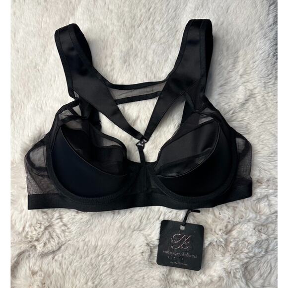 Honey Birdette VESNA🖤 Black Mesh Panel 2 Piece Set 32D Bra & XS Thong - Picture 3 of 9